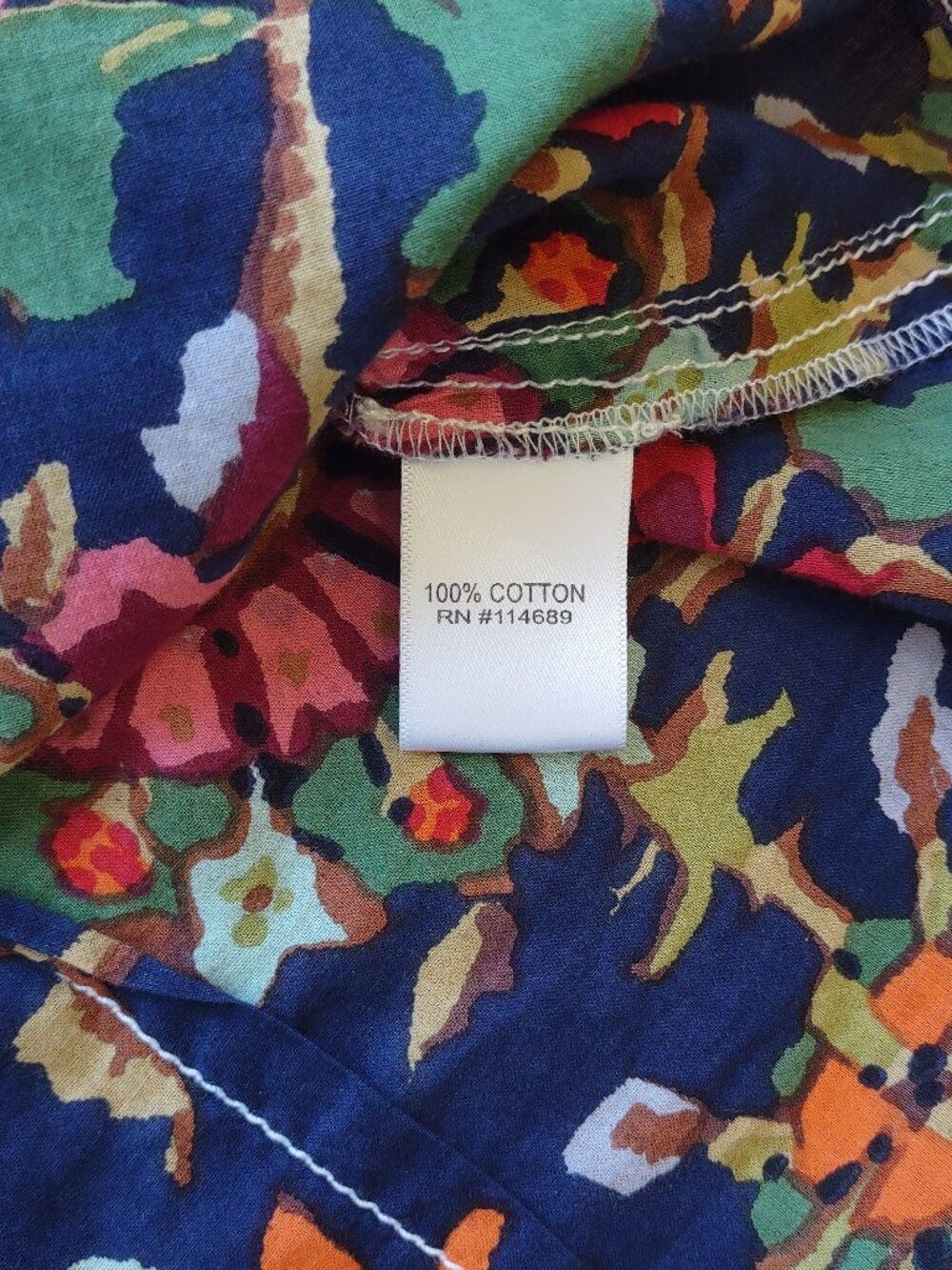 CINO Indigo Blue Floral Shirt Size XSmall Button Up Boho Preppy Rustic Romance - Picture 7 of 8
